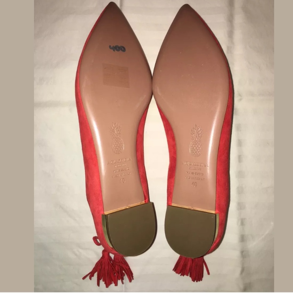 Aquazzura Forever Marilyn Tassel Bow Suede Flats - Picture 4 of 8